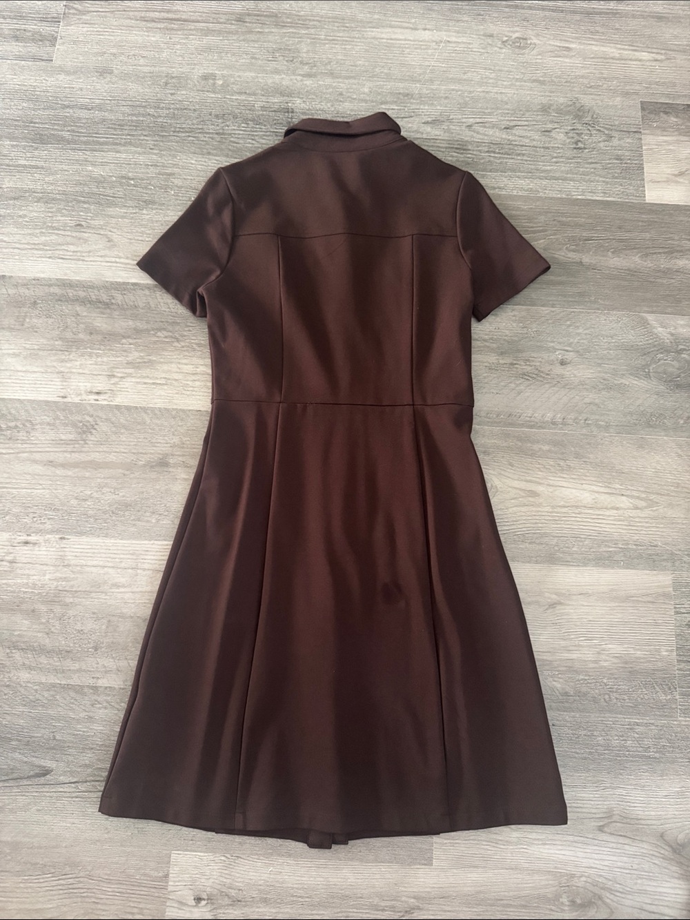 Ellen Tracy Dark Brown Midi Dress w/ Gold Snap Buttons NWT Size Small - Picture 2 of 10